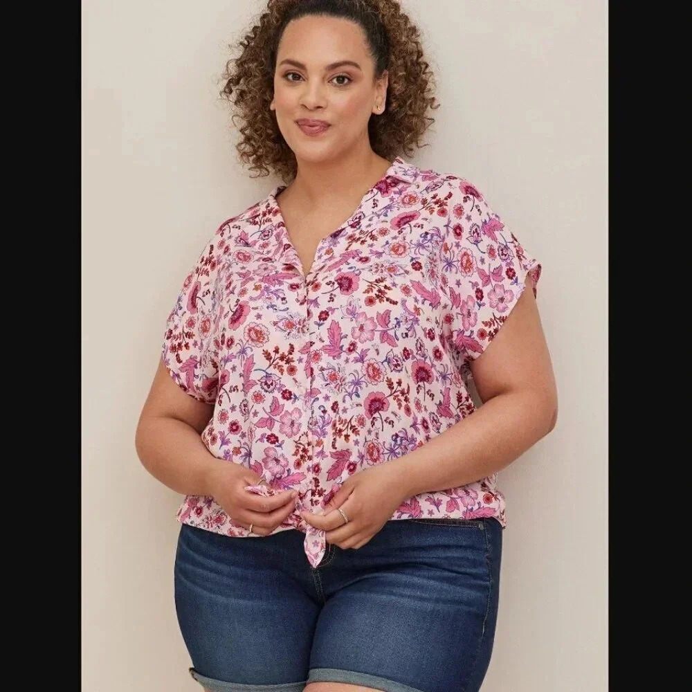 Torrid Challis Tie-Front Dolman Top